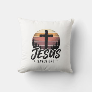 Coussin Jesus Sauve Frère Vintage Chemise Croix Chrétienne