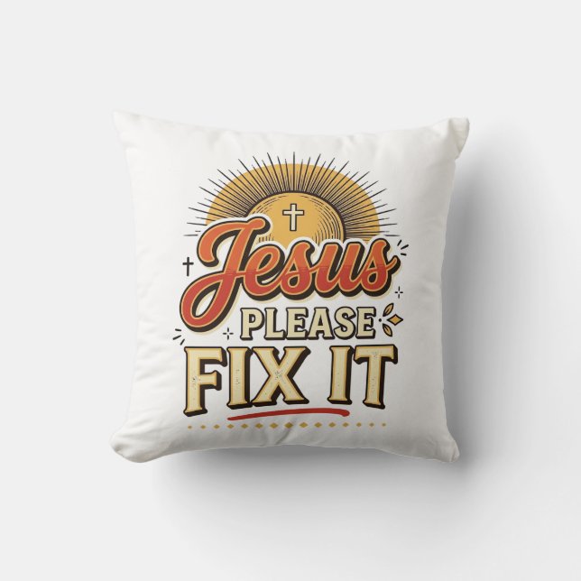 Coussin Jésus S'il Vous Plaît Réparez-Le Typographie Chrét (Recto)