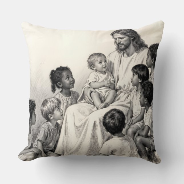 Coussin Jesus Sitting with Children (Recto)