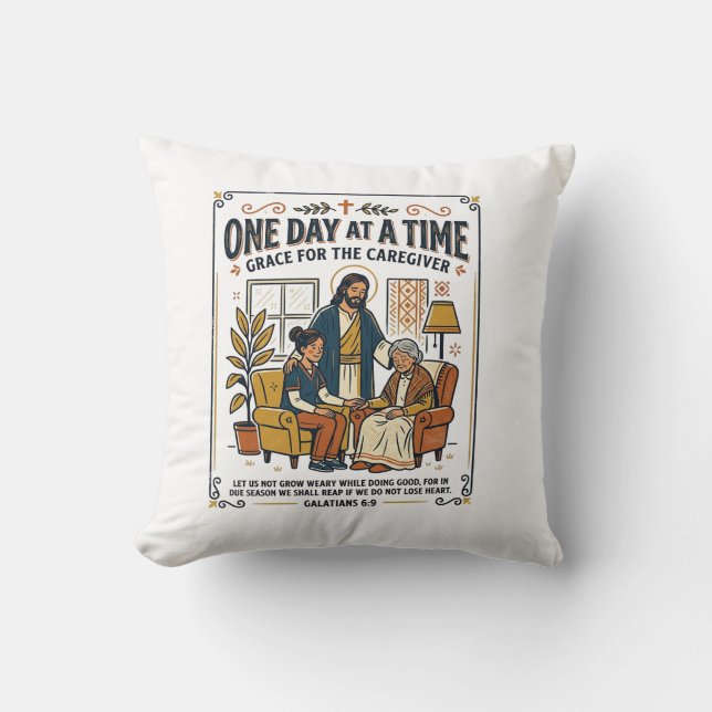 Coussin Jésus Soignant Parents Âgés Graphique Tee Christi (Recto)
