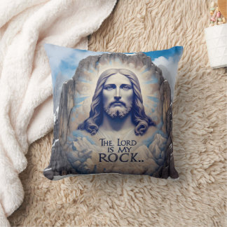 Coussin Jésus sur la Montagne : Le Seigneur est mon Rocher