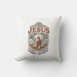 Coussin Jésus Symbole de l'Église primitive Esthétique Jés