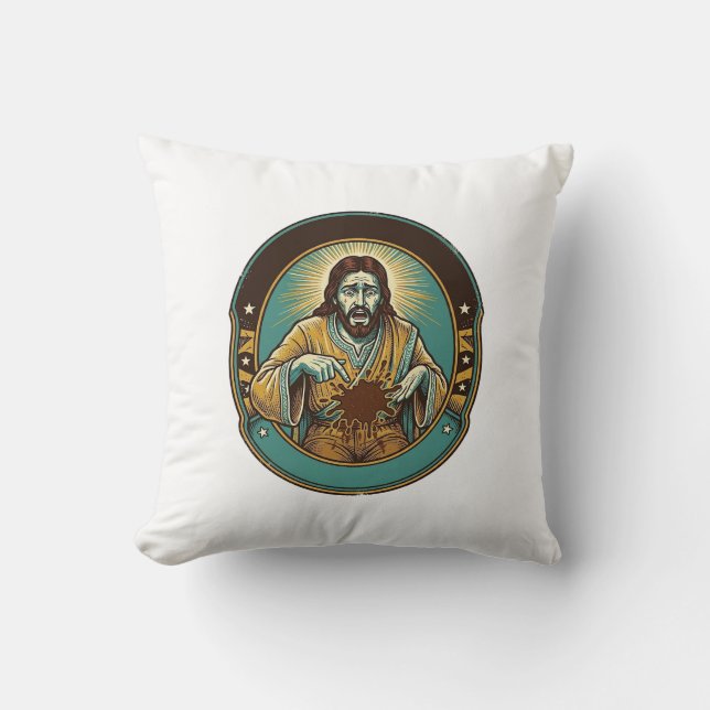 Coussin Jésus tache de café le pantalon avant de rencontre (Recto)