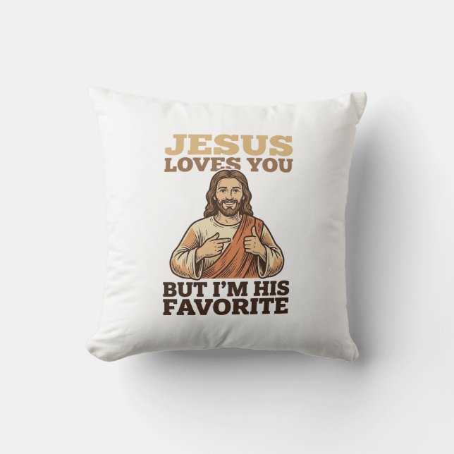 Coussin  Jésus t'aime drôle vintage conception de chemise  (Recto)