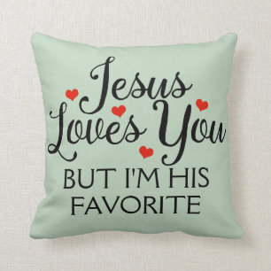 Coussin Jésus t'aime le vert amusant préféré