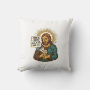 Coussin Jesus Téléphone Mort Pas de Musique Humour de Gymn