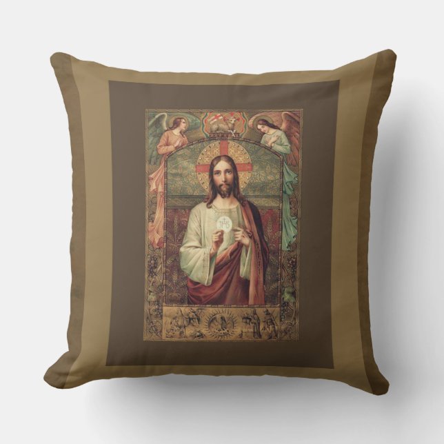 Coussin Jésus tenant le centre serveur d'eucharistie avec (Recto)