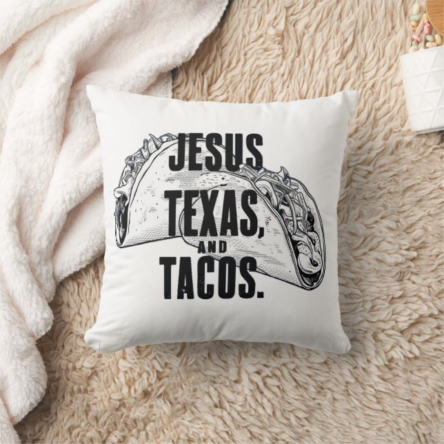 Coussin Jesus Texas et Tacos Drôle Nourriture Cinco De May (Couverture)