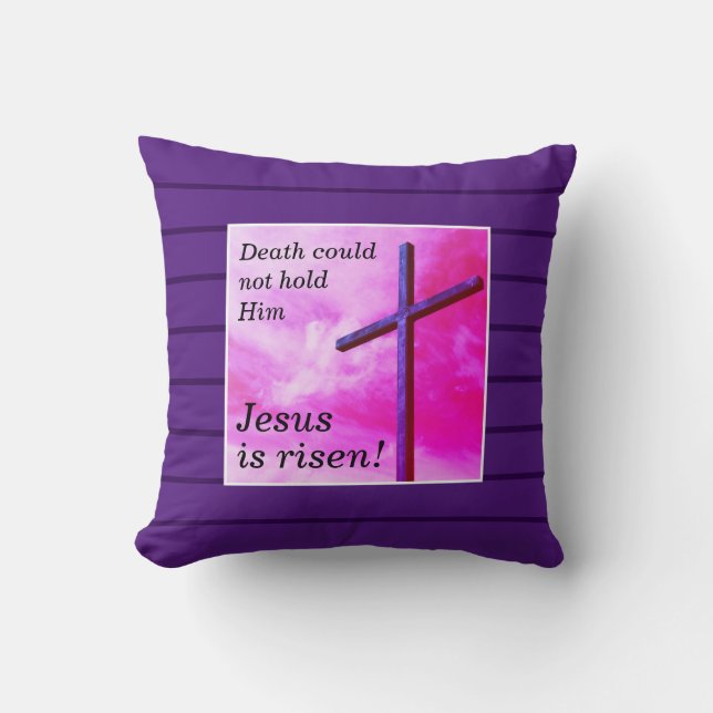 Coussin JÉSUS violet personnalisé est RISQUÉ Pâques (Recto)