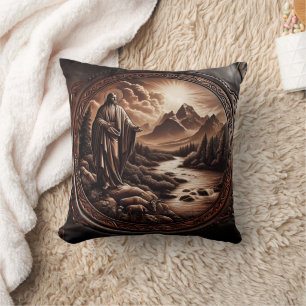 Coussin Jesus Vue sur un ruisseau de montagne serein