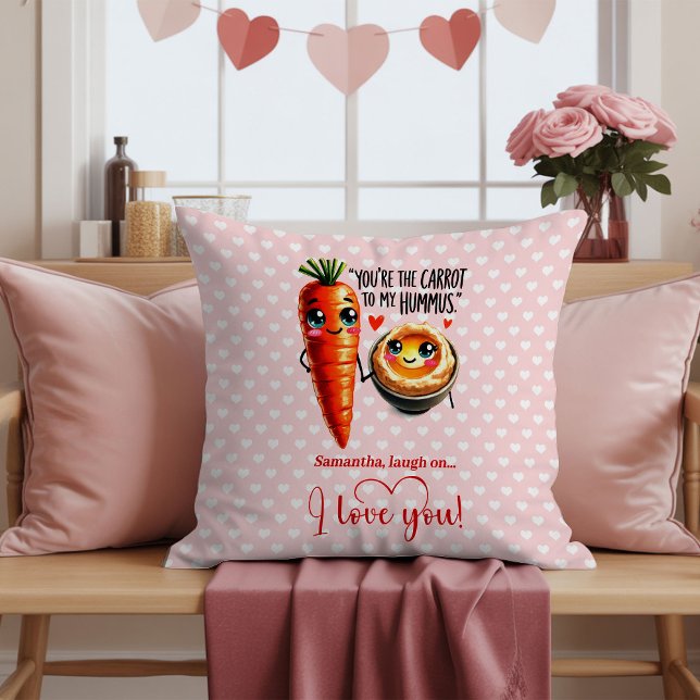 Coussin Jet de la Saint-Valentin personnalisé avec un jeu  (Funny Fruit Pun Personalized Valentine Throw Pillow

)