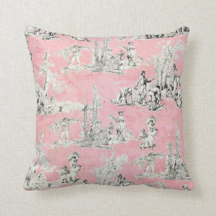 Coussin Jet décoratif floral rose chic vintage de Toile