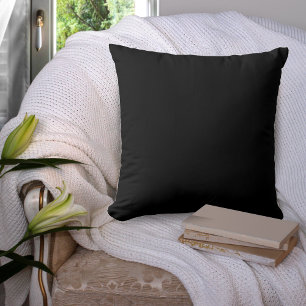 Coussin Jet noir couleur solide simple minimaliste