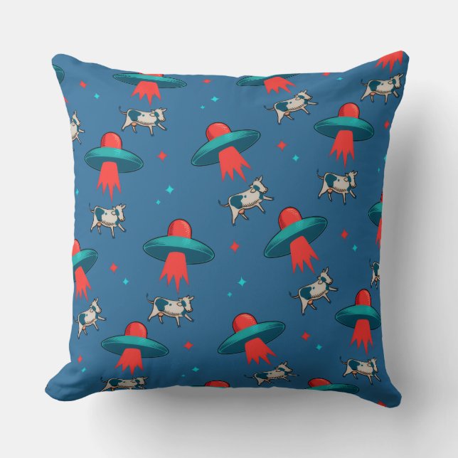 Coussin jetable Abduction de vache extraterrestre (Recto)