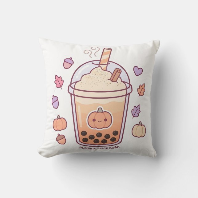Coussin jetable Cute Kawaii Pumpkin Spice Boba (Recto)