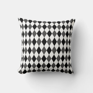Coussin jetable diamants noirs, gris et blancs