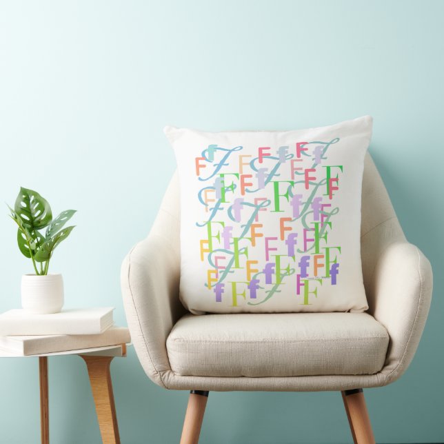 Coussin jetable "F" Confettis de lettres (Chaise)
