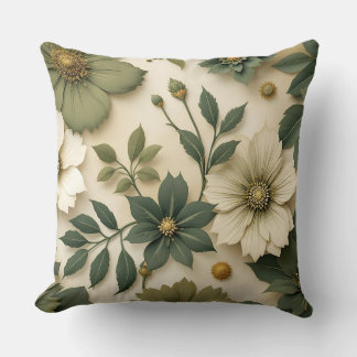 Coussin jetable motif fleurs vertes style