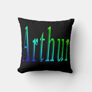 Coussin jetable noir Arthur, nom, logo.