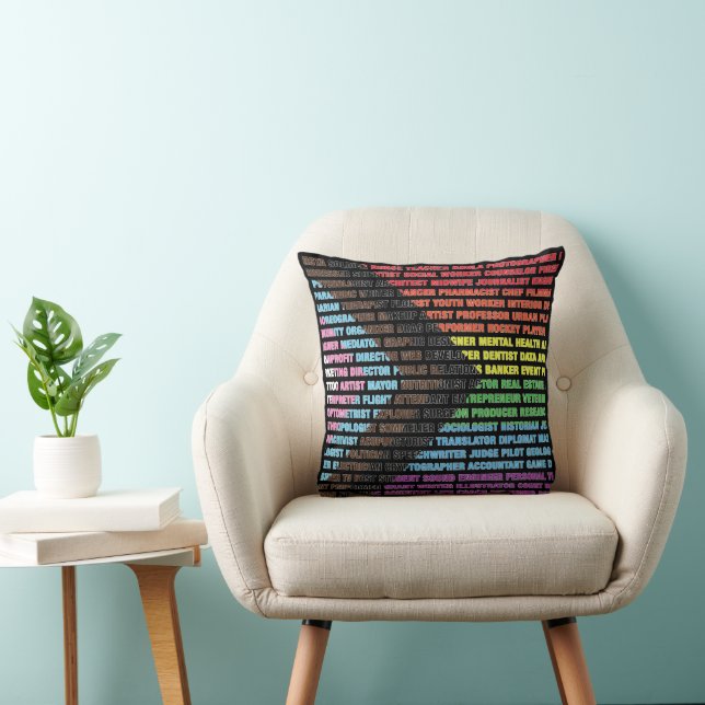 Coussin jetable nuage de mots des professions LGBT (Chaise)
