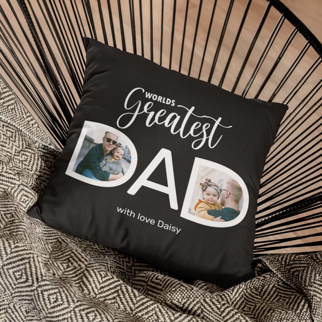 Coussin jetable photo du plus grand papa du monde  (Créateur téléchargé)