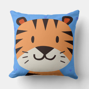 Coussin Jetable Tête de Tigre Mignon Triangle Bleu