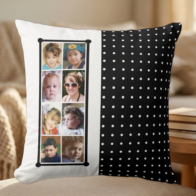 Coussin jeté 16 points photo collage noir (Créateur téléchargé)