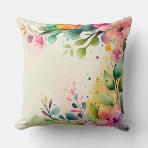 Coussin jeté à aquarelle florale