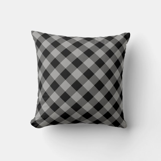 Coussin jeté à carreaux gris (Recto)