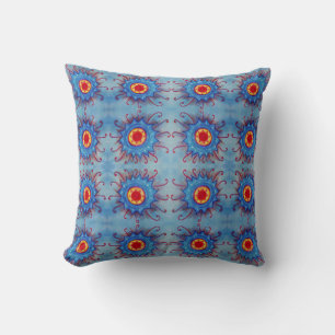 Coussin jeté à motif mandala bleu