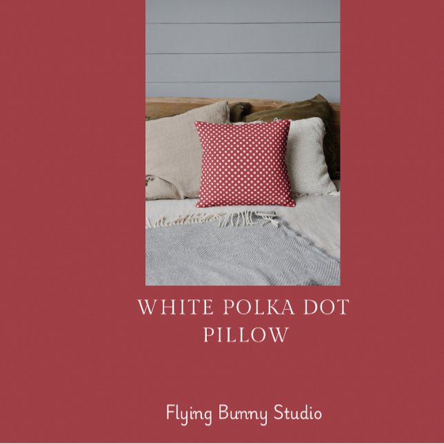 Coussin jeté à pois blancs sur fond rouge (Créateur téléchargé)