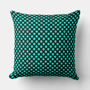 Coussin jeté à pois vert aqua personnalisé