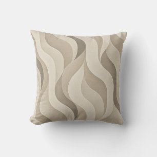 Coussin jeté à rayures ondulées neutres