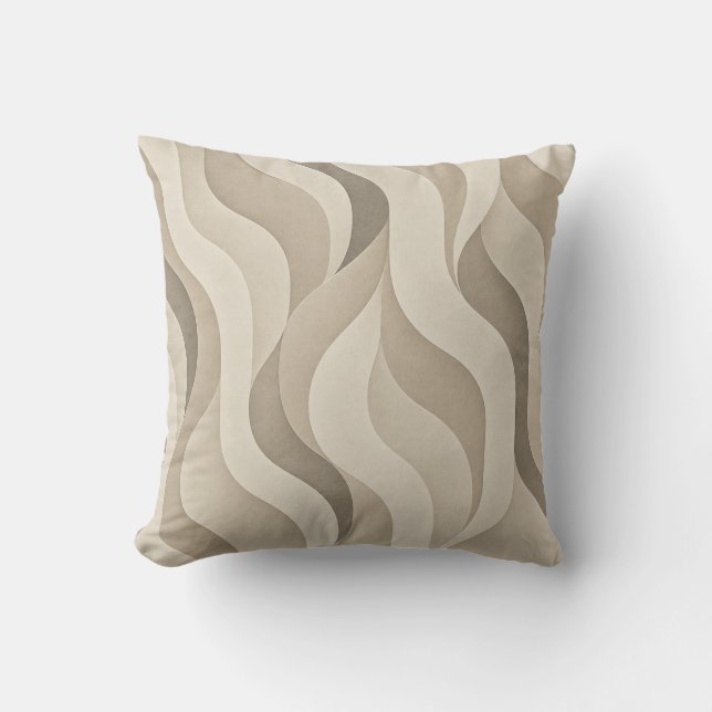 Coussin jeté à rayures ondulées neutres (Recto)
