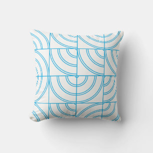 Coussin Jeté abstrait géométrique arqué bleu céruléen mode