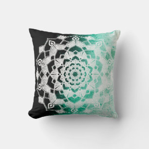 Coussin Jeté abstrait mandala vert