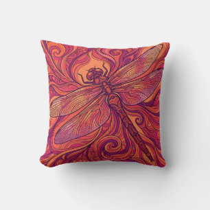 Coussin jeté Ailes de libellule Coucher de soleil