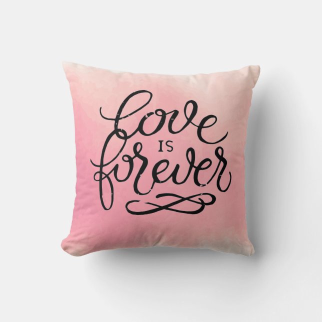 Coussin jeté aquarelle « L'amour est éternel » (Recto)