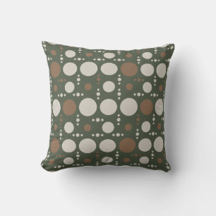 Coussin jeté aux cercles olive et marron du milieu