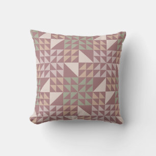 Coussin jeté avec motif de quilt géométrique rose