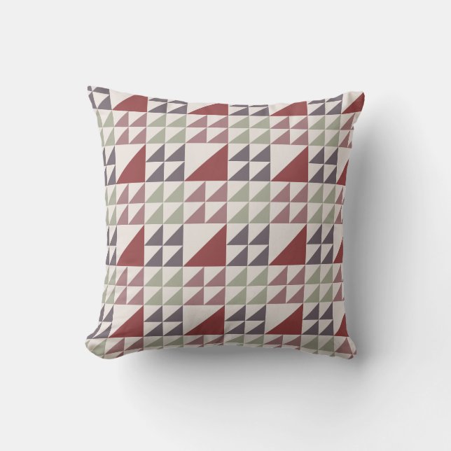 Coussin jeté avec motif de quilt géométrique rose  (Recto)