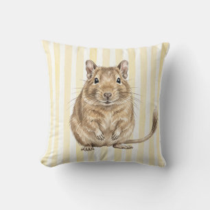 Coussin jeté avec portrait de Degu en aquarelle