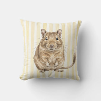 Coussin jeté avec portrait de Degu en aquarelle