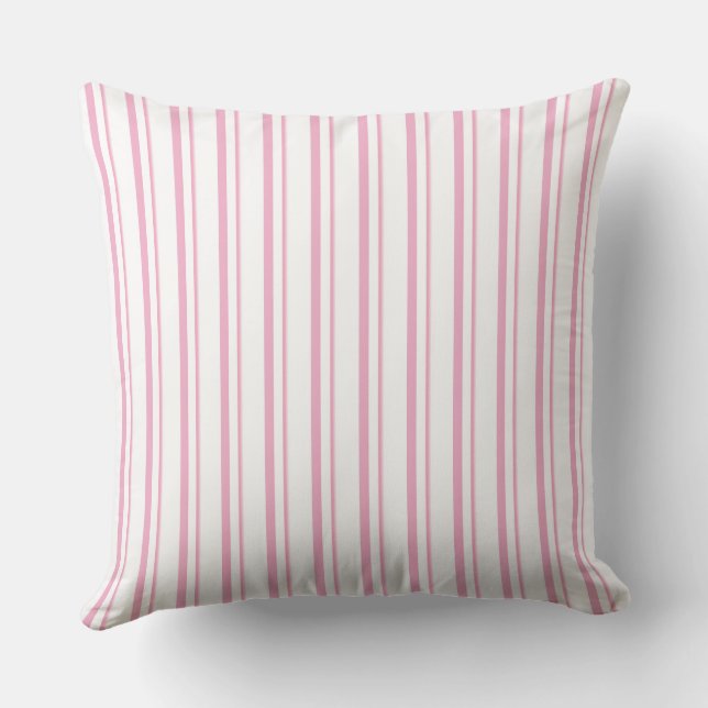 coussin jeté bandes rose tendre (Verso)