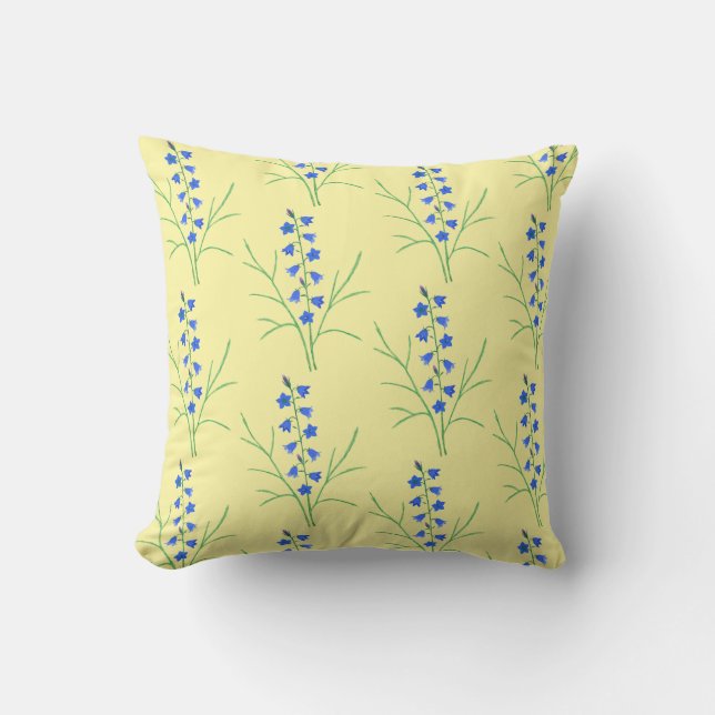 Coussin jeté bleu pâle jaune (Recto)