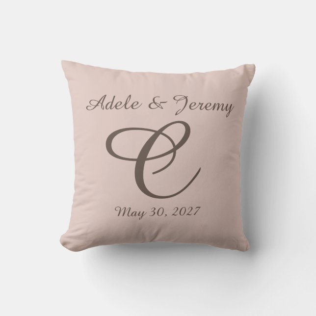 Coussin jeté cadeau personnalisé avec monogramme (Recto)