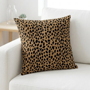 Coussin Jeté chic imprimé léopard taches de guépard marron