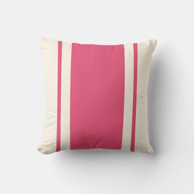 Coussin jeté Coastal Stripe – Framboise et Crème (Recto)