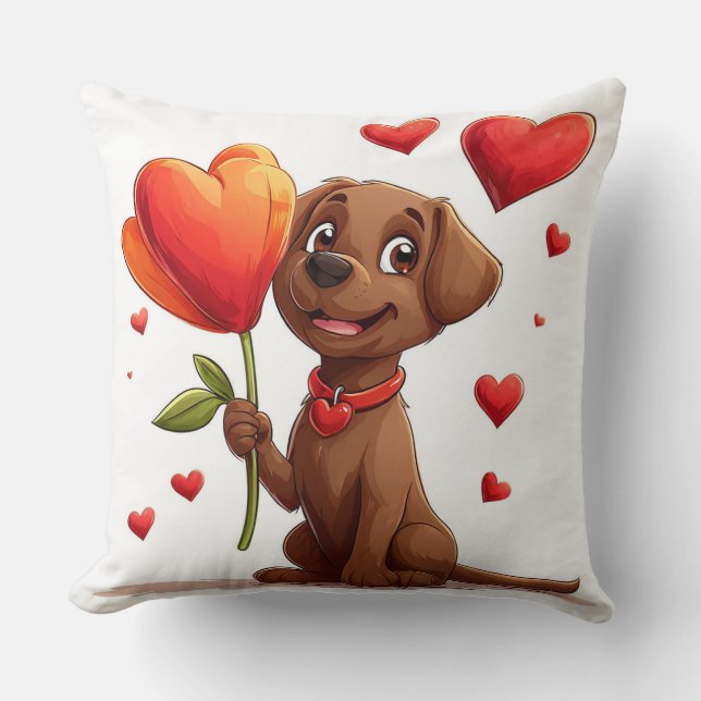 🐶 Coussin jeté coeurs de chien mignon Cadeau de l (Recto)