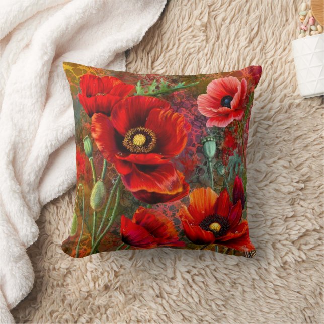 Coussin jeté Coquelicots Rouges (Couverture)